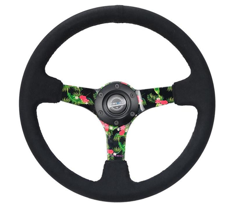 NRG Reinforced Steering Wheel (350mm / 3in. Deep) Black Suede w