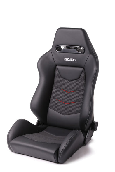 Recaro Speed V Passenger Seat - Black Leather/Red Suede Accent
