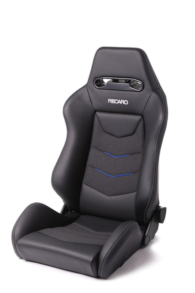 Recaro Speed V Driver Seat - Black Leather/Blue Suede Accent